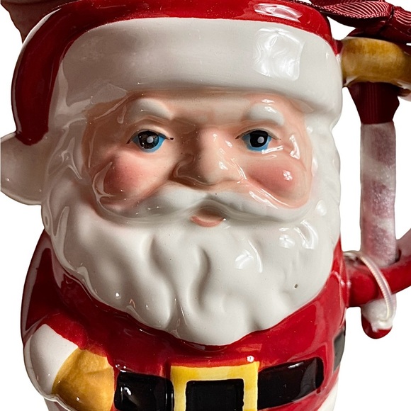 New Holiday Time 100% Earthenware Santa Claus & Stirring Spoon Mug Set - Picture 9 of 11